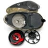 Disassembled paintball hopper with camo design.