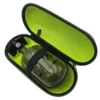 Green air tank in black carrying case.