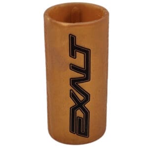 Gold BMX grip with black logo.