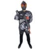 Paintball player with marker and gear.