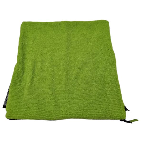 Lime green microfiber cleaning towel.