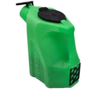 Green plastic container with black cap.