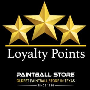 Three gold stars, loyalty points logo.