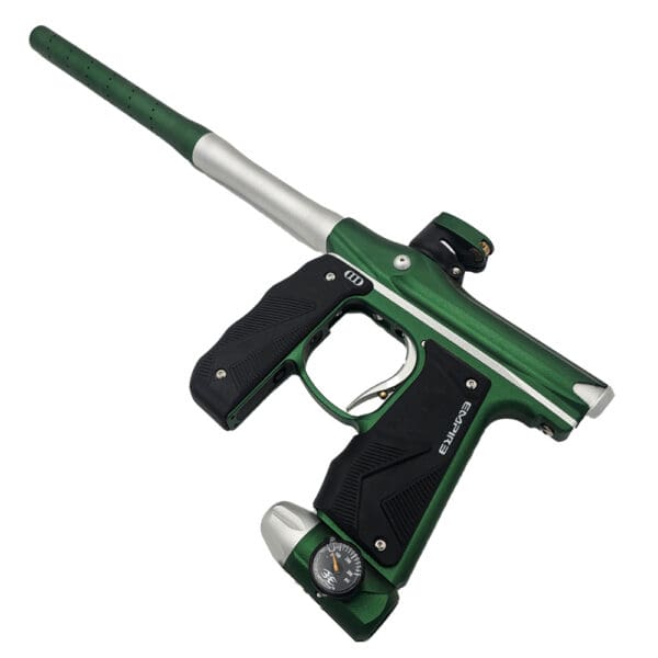 Green and silver Empire paintball gun.