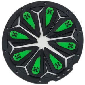 Black and green paintball loader wheel.