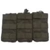 Triple olive green tactical magazine pouches.