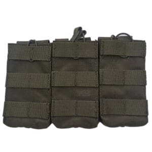 Triple olive green tactical magazine pouches.