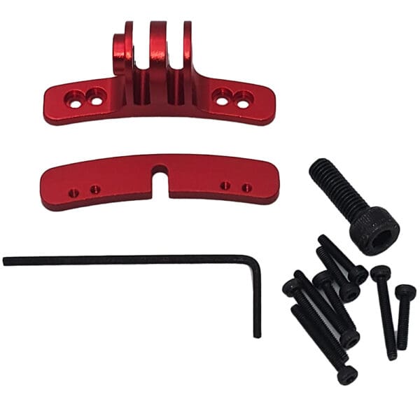 Red GoPro mount kit with hardware.