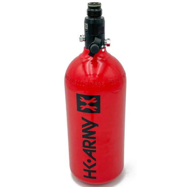 Red HK Army paintball air tank.