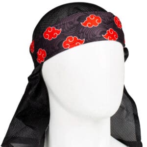 Black headband with red cloud pattern.