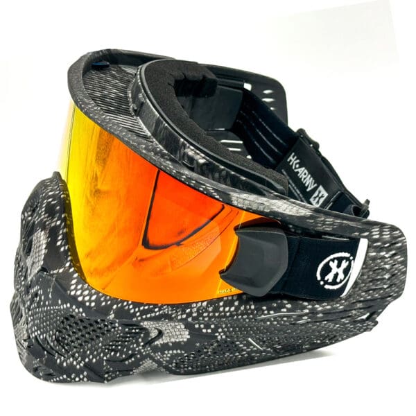 Black and orange paintball mask with strap