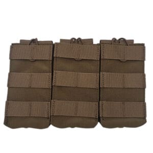 Triple tan tactical magazine pouches.