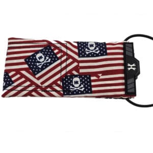 American flag skull pouch with strap.