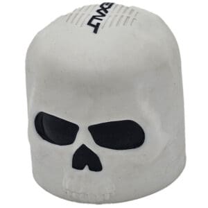 White skull-shaped grip, FMA logo.