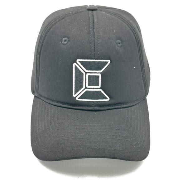 Black baseball cap with white logo.