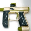 Gold and green Empire Axe paintball marker.