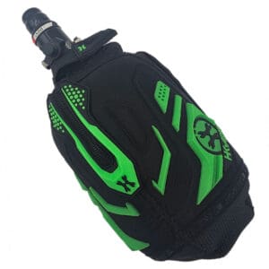 Black and green paintball hopper.