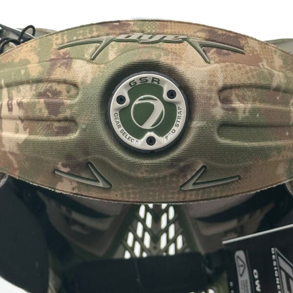 Dye GSR paintball mask with camo pattern.