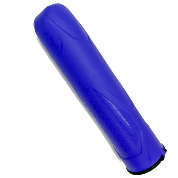 Blue silicone grip for paintball gun.