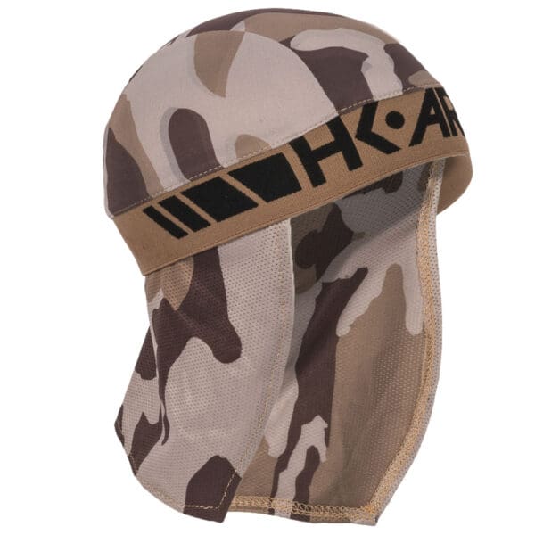 Camouflage headwear with HK logo.