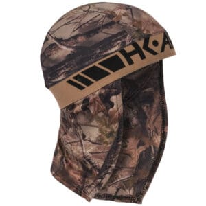 Camouflage hunting headwear with neck flap.