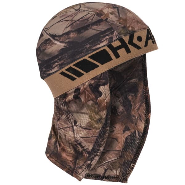 Camouflage hunting headwear with neck flap.