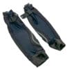 Pair of black elbow pads for sports.