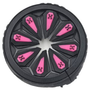 Pink and black paintball loader rotor.