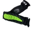 Pair of black and green elbow pads.