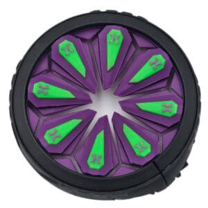 Purple and green paintball loader.