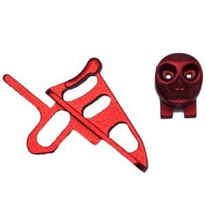 Red metal skull and wing parts.