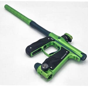 Green and black paintball gun.