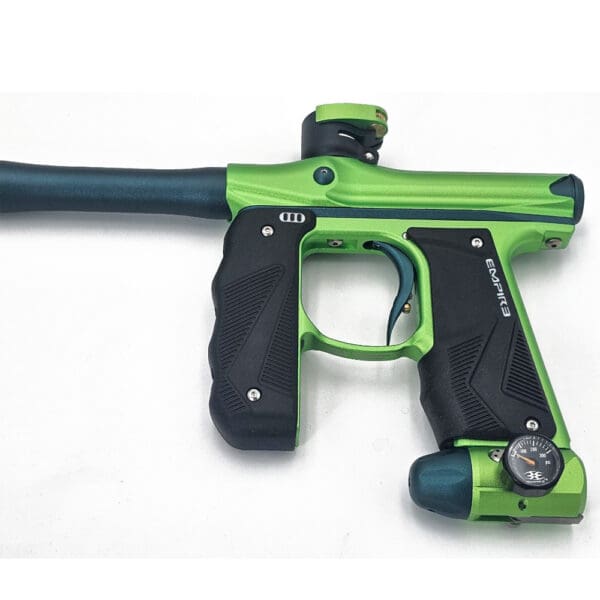 Green Empire paintball marker with black grips.