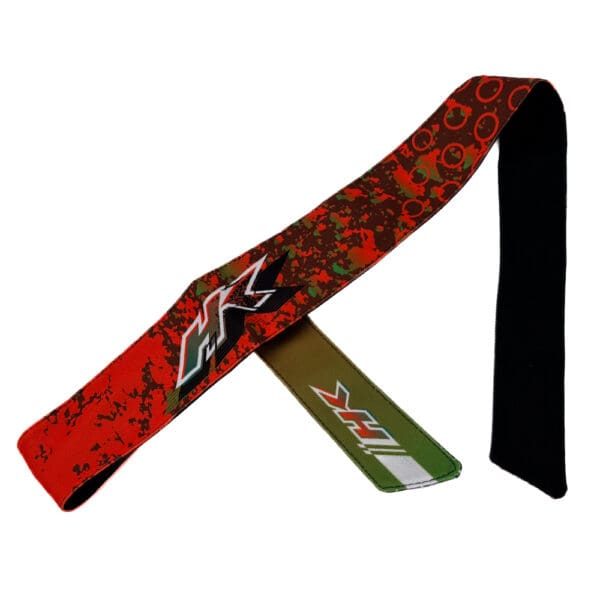 Red and green camouflage headband.