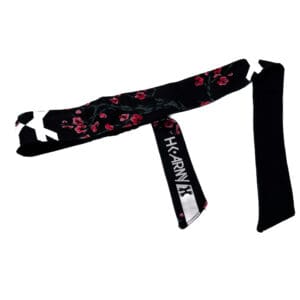 Black headband with pink flowers and H-Army logo.