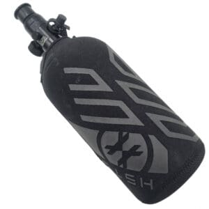 Black paintball tank with sleeve.