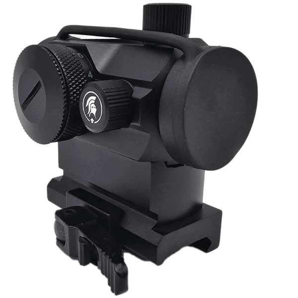 Black Spartan red dot rifle sight.