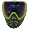 Lime green paintball mask with thermal lens.