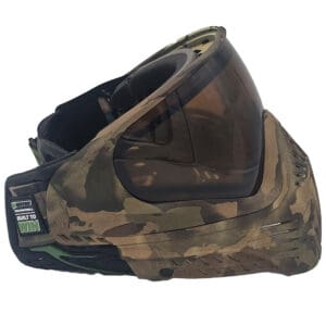 Camouflage paintball mask with thermal lens.