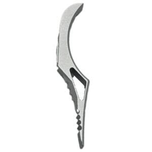 Here's an alt tag for the image: Silver titanium EDC tool.