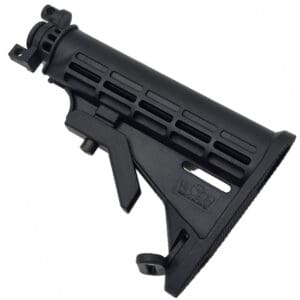 Black polymer AR-15 pistol grip.