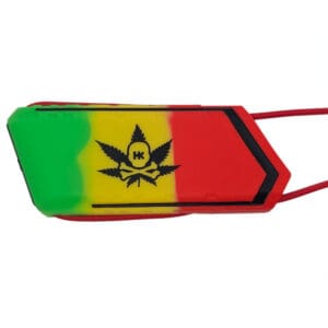 Rasta-colored silicone case with cannabis leaf.