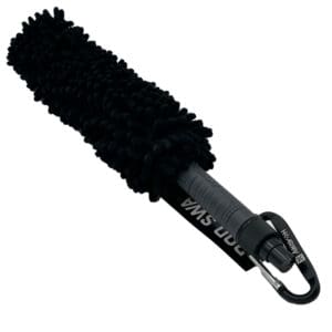 Black microfiber car wash duster tool.