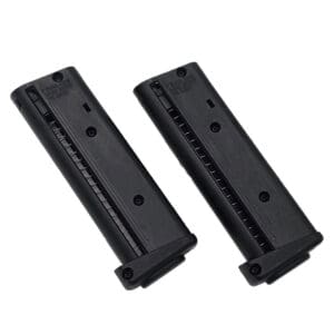 Two black gun magazines; 7 rounds.