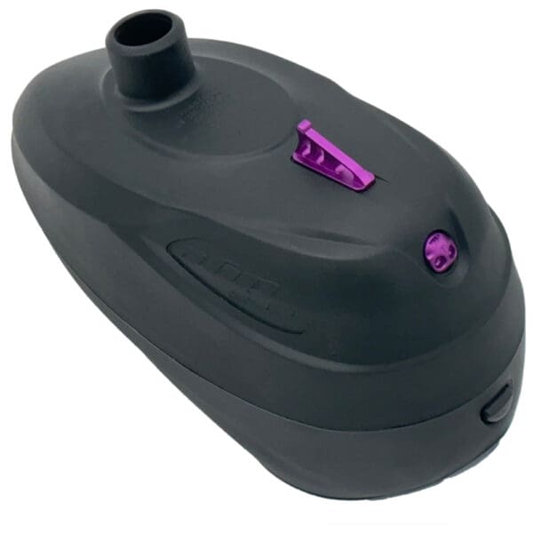 Black paintball hopper with purple accents.