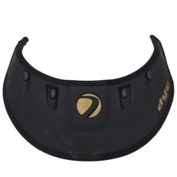 Black Dye helmet visor with logo.