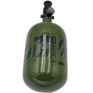 Here's an alt tag for the image: Green 68/4500 paintball tank.