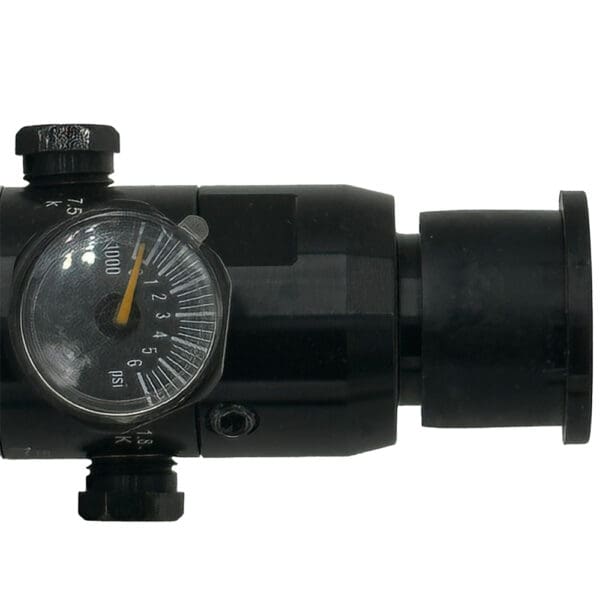 Black scuba diving regulator pressure gauge.