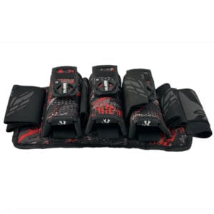 Here's an alt tag for the image: Red and black paintball pod pack.