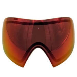 Red and orange mirrored paintball lens.